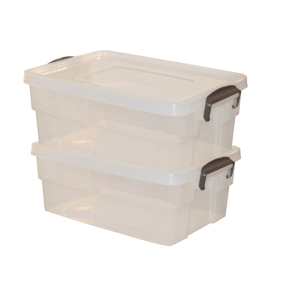 Denox - Caja transparente Eurobox 38 litros con tapa. (Lote de 2 unidades)