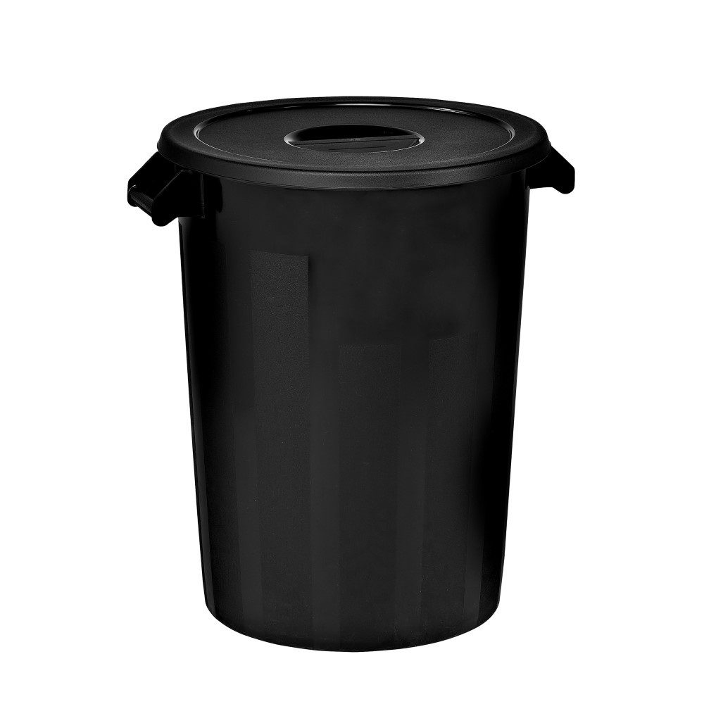 Denox - Cubo industrial 100 litros con tapa. Color Negro.