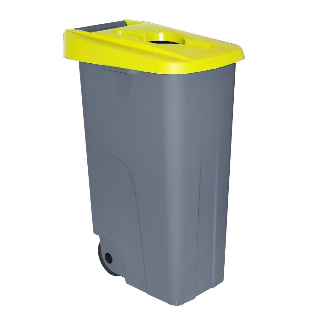 Denox - Contenedor de residuos Reciclo abierto 85 litros. Color Amarillo.