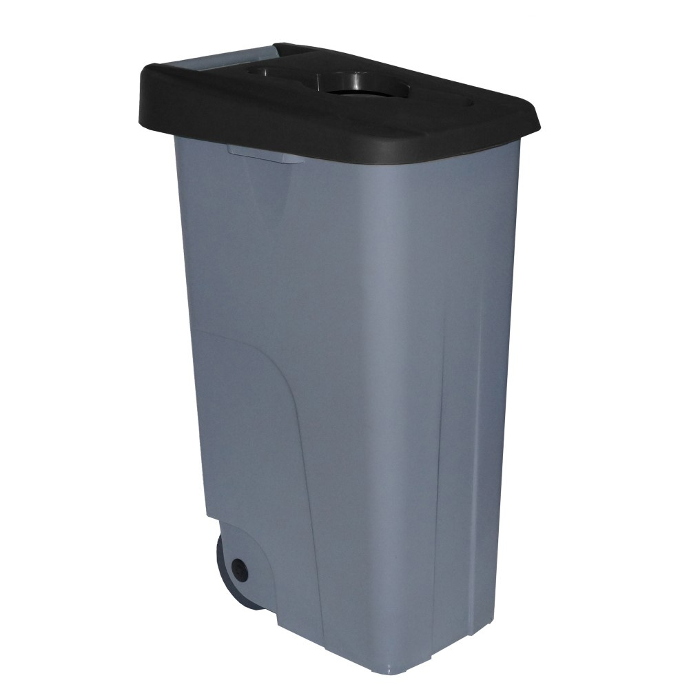 Denox - Contenedor de residuos Reciclo abierto 85 litros. Color Negro.