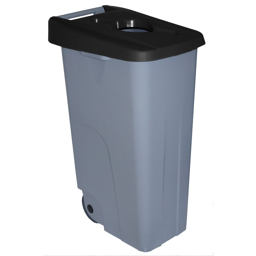 Denox - Contenedor de residuos Reciclo abierto 110 litros. Color Negro.