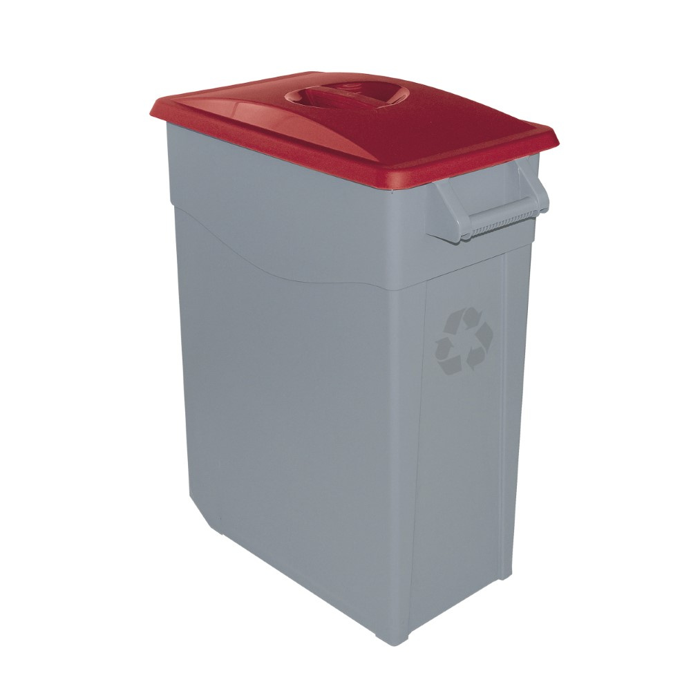 Denox - Contenedor de residuos Zeus cerrado 65 litros. Color Rojo.