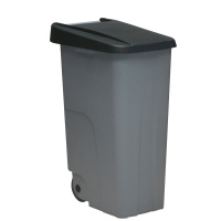 Denox - Contenedor de residuos Reciclo cerrado 85 litros. Color Negro.