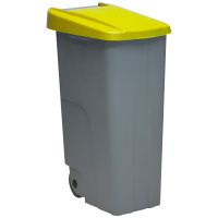Denox - Contenedor de residuos Reciclo cerrado 110 litros. Color Amarillo.