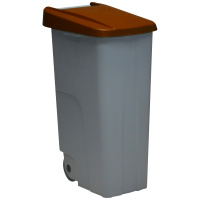 Denox - Contenedor de residuos Reciclo cerrado 110 litros. Color Marrón.