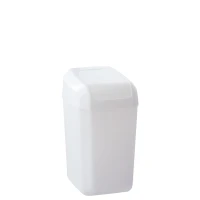 Denox - Papelera TROYA con tapa basculante de 15 litros. Color blanco. Papelera de plástico DENOX