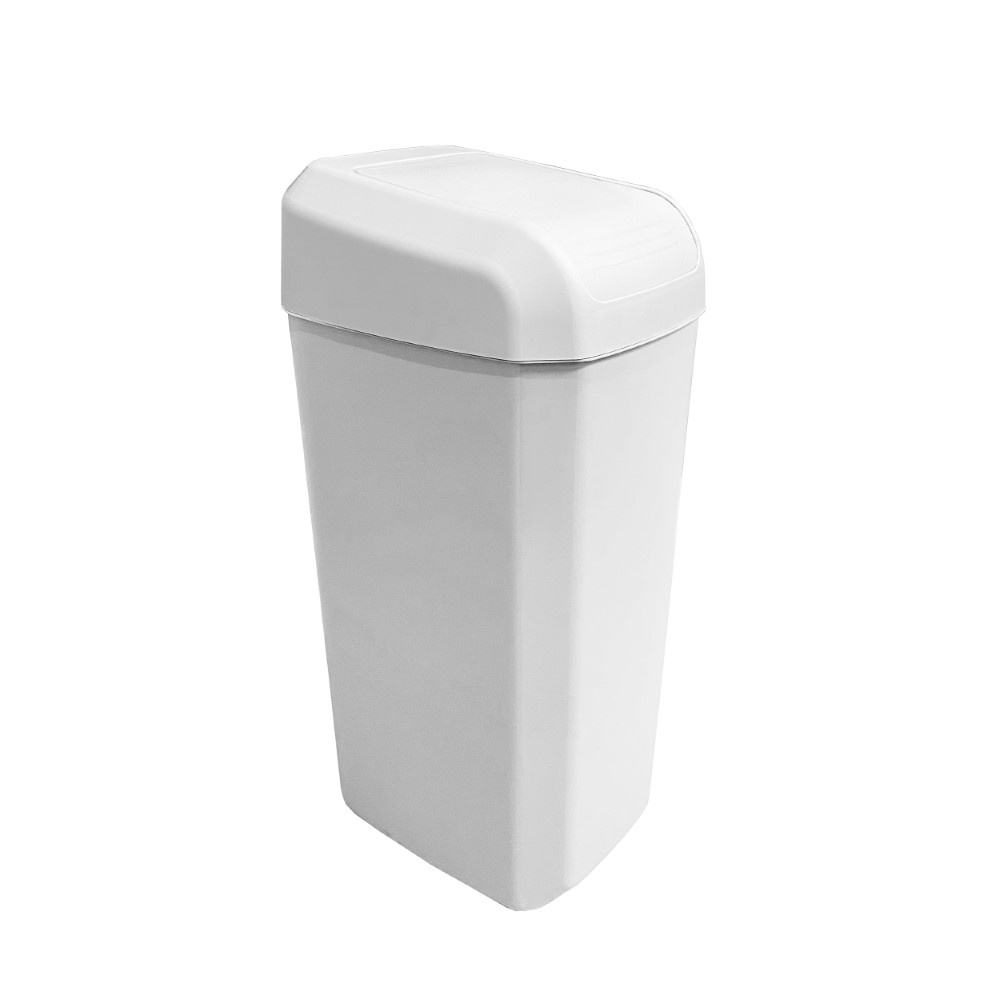 Denox - Papelera TROYA con tapa basculante de 45 litros. Color blanco. Papelera de plástico DENOX