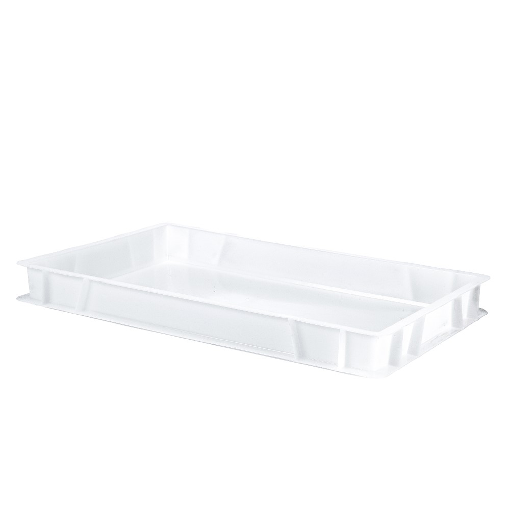 Denox - Caja profesional apilable rectangular para masa / pizza | 12 litros | 600 x 400 x 64| Blanco | DENOX
