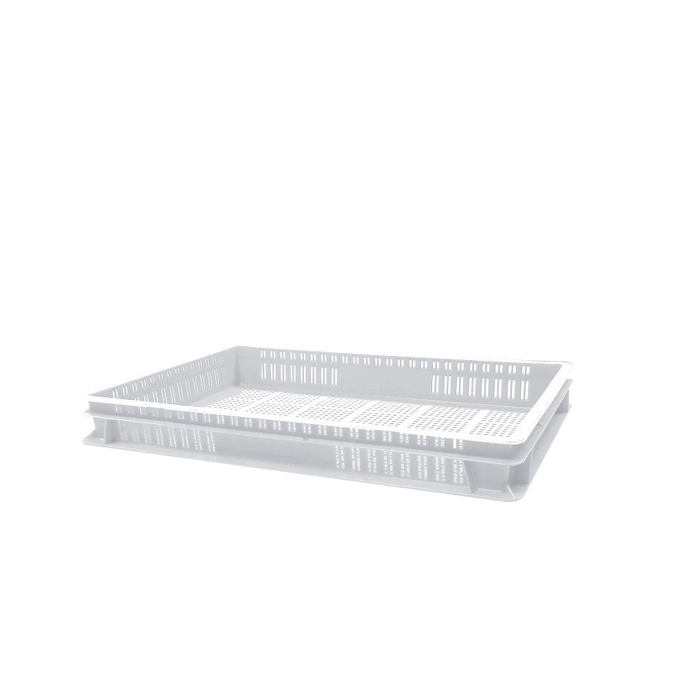 Denox - Caja de plástico calada Norma Europa 600 x 400 x 72 mm | Caja industrial calada NE 6407 Blanco | DENOX