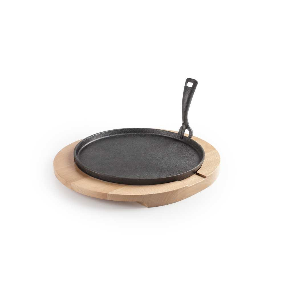 Ibili - plato hierro fundido + base madera 26 cm